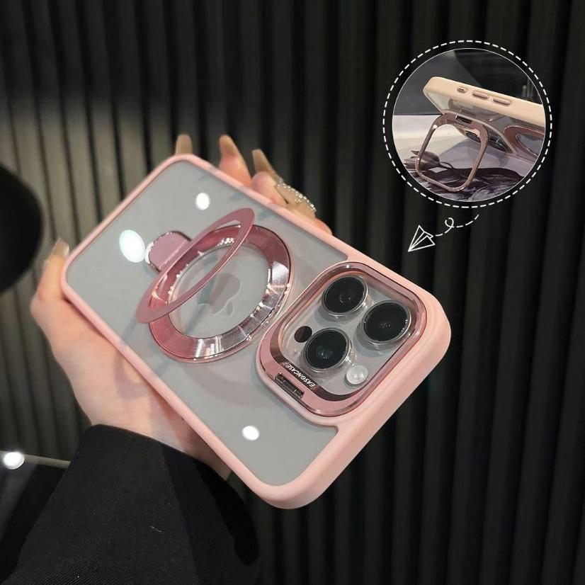 2024 New Style Clear Magnetic Stand Phone Case for iPhone