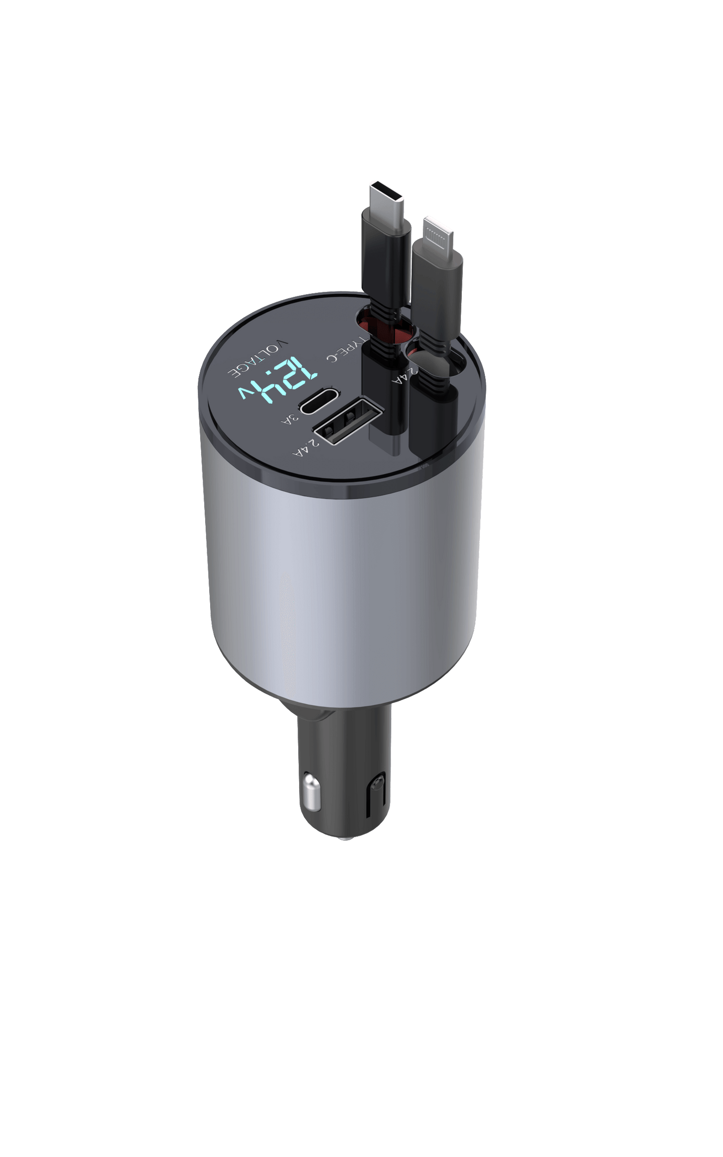 The Retractable  4-in-1 Fast Charging Car Charger