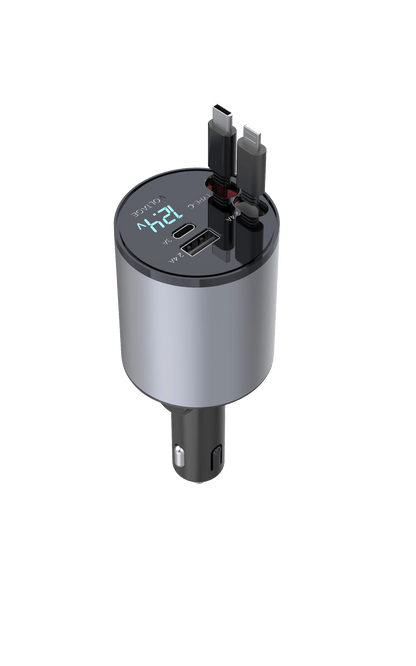 The Retractable  4-in-1 Fast Charging Car Charger