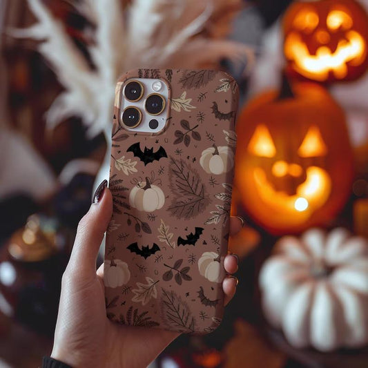 Spooky Pumpkins and Bat Fall Phone Case Halloween Aesthetic for iPhone 16 15 14 13 12 11 Pro Max Plus case 202-86