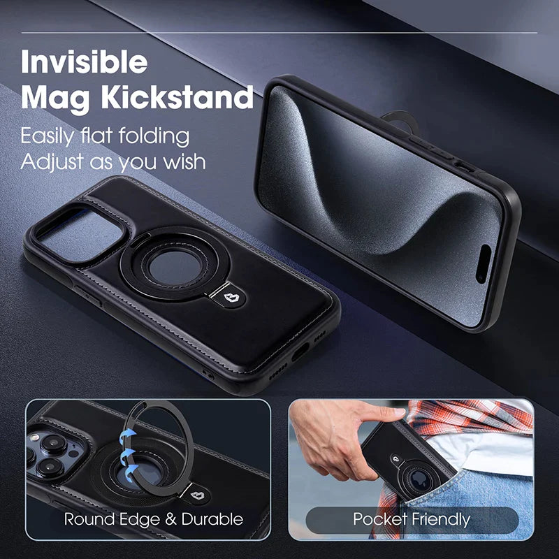 Leather Invisible MagicStand iPhone Case